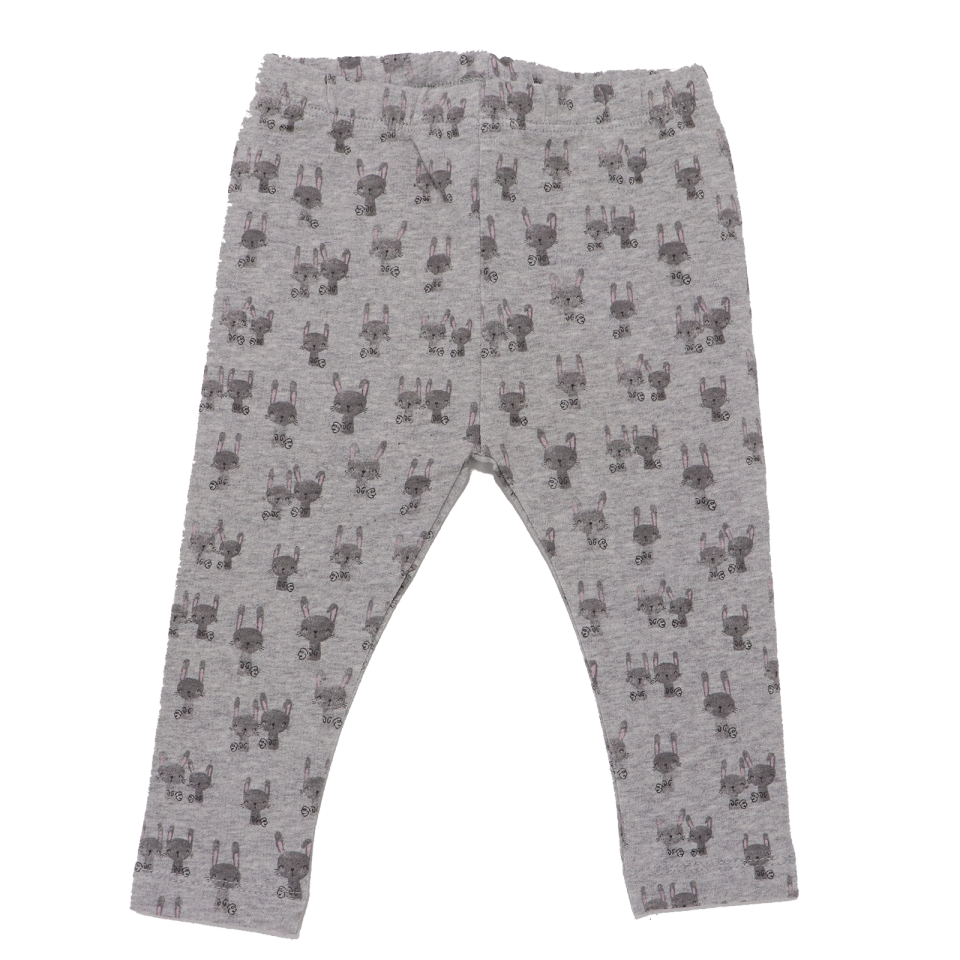 Colanți gri cu iepurași din bumbac organic