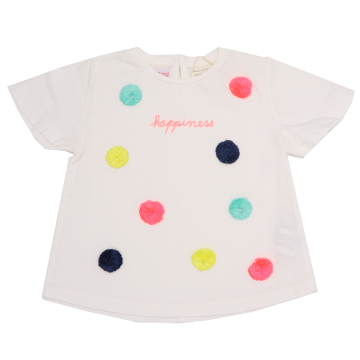 Tricou alb cu aplicații colorate Zara 6-9 luni (74 cm)