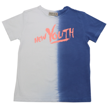 Tricou jumătate alb, jumătate albastru Zara 5-6 ani (116cm)