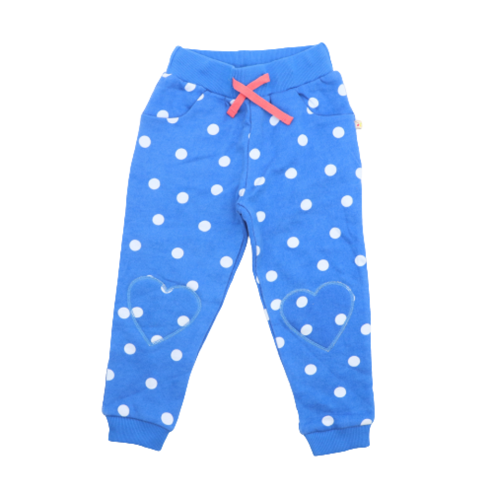 Pantaloni groși, de trening, albaștri cu buline pentru fete