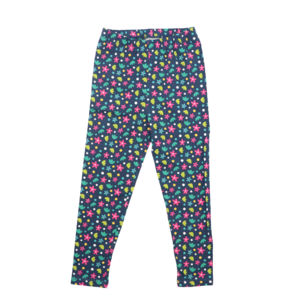 Colanți bleumarin cu imprimeu floral