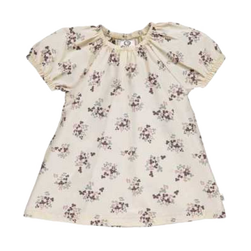 Rochie cu mânecă scurtă Flora din poplin pentru bebeluși și fetițe