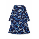 Cămașă de noapte bleumarin cu imprimeu păsări