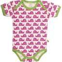 Body  alb cu mânecă scurtă și imprimeu melci roz