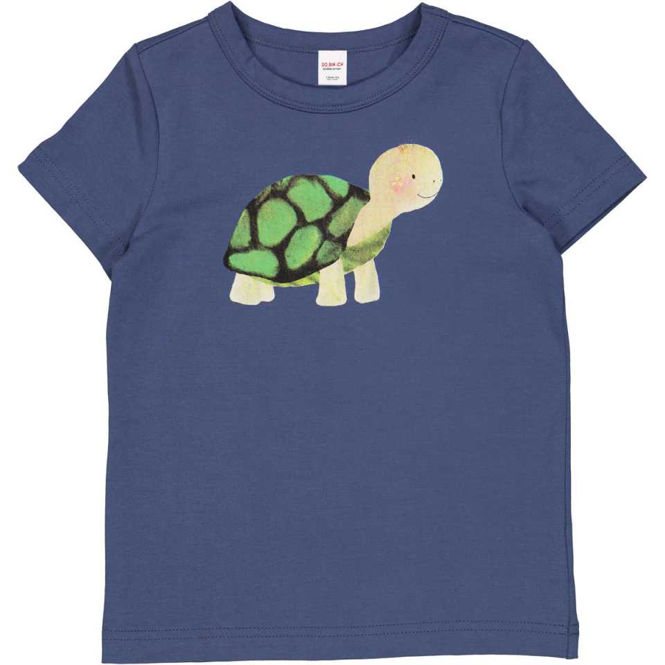 Tricou indigo cu imprimeu broască țestoasă