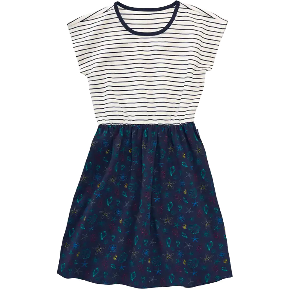 Rochie cu dungi și imprimeu marin bleumarin