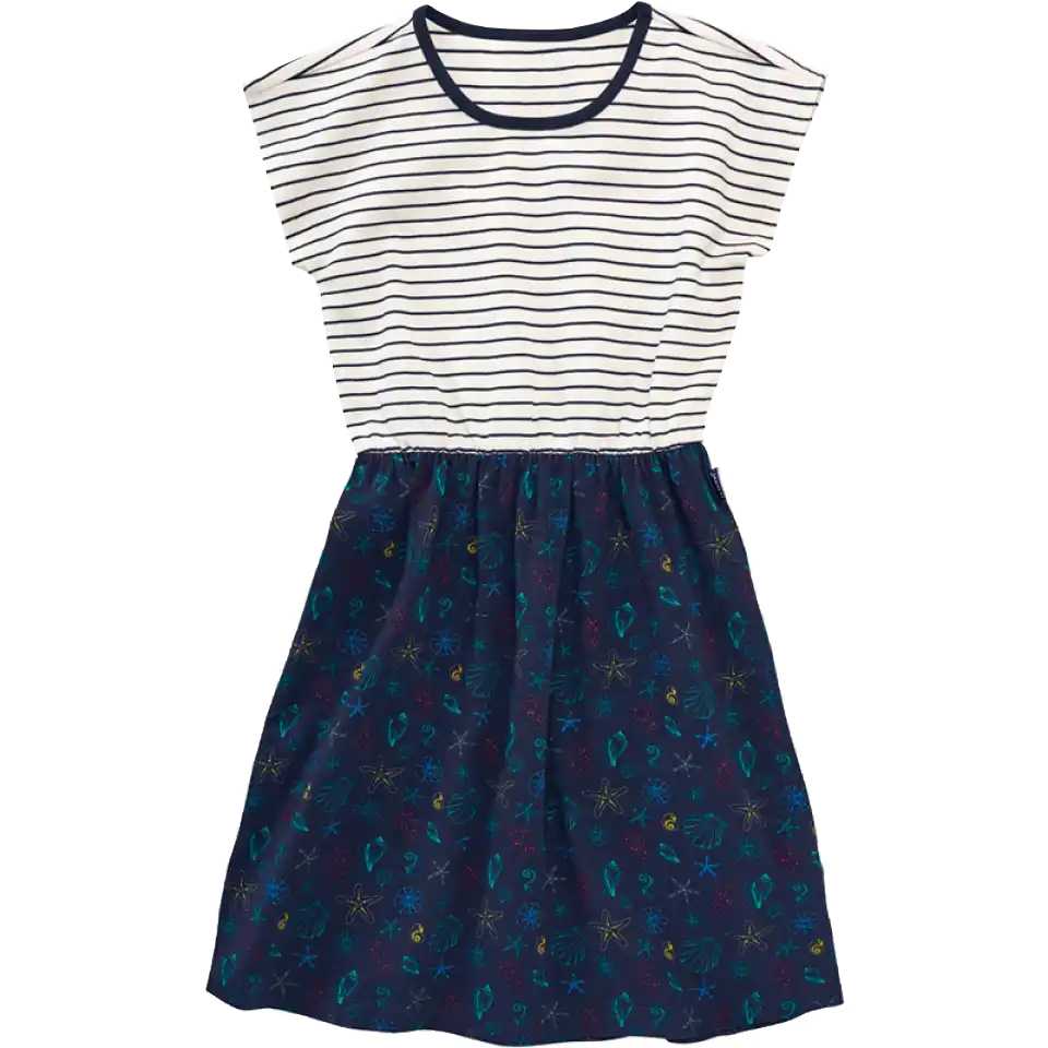 Rochie cu dungi și imprimeu marin bleumarin