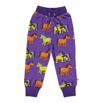 Pantaloni mov cu imprimeu cai