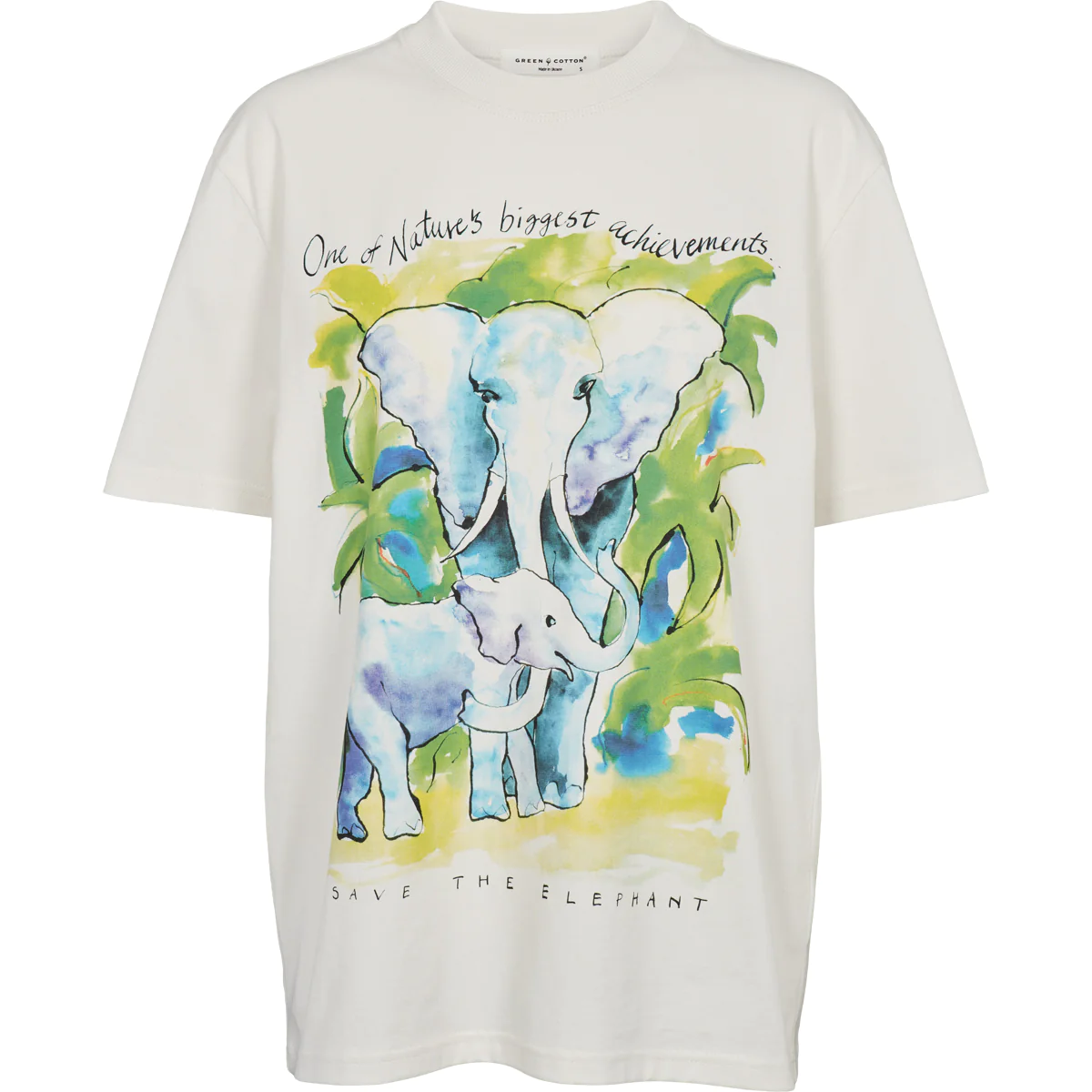 Tricou crem cu imprimeu elefanți pentru femei