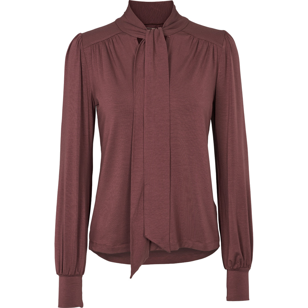 Bluză din lyocell cu fundă, mov strugure
