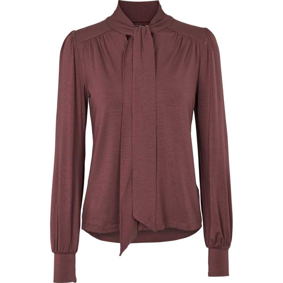 Bluză din lyocell cu fundă, mov strugure