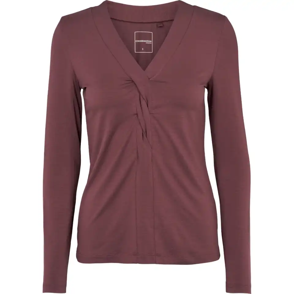 Bluză din lyocell cu detaliu răsucit, mov strugure