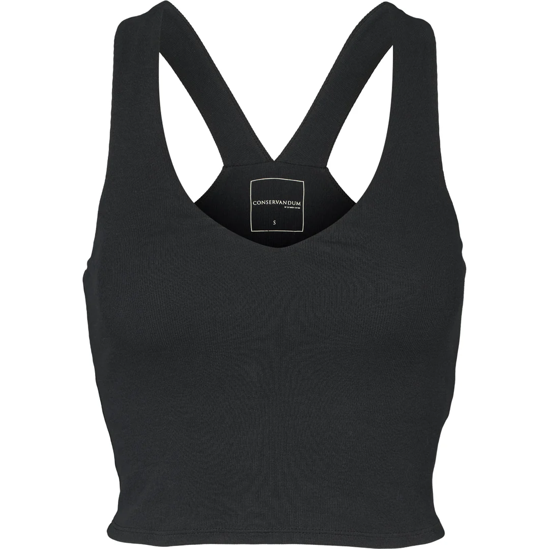 Maieu sport tip bustieră din rib, negru