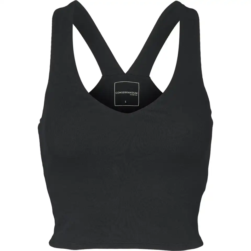 Maieu sport tip bustieră din rib, negru