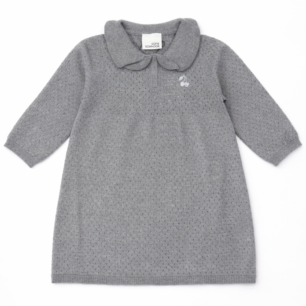 Rochie tricotată gri cu guler