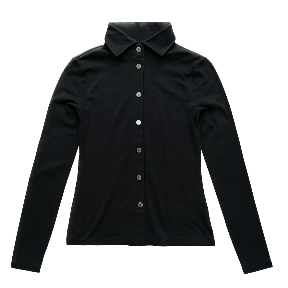 Cămașă neagră din Tencel cu mânecă lungă