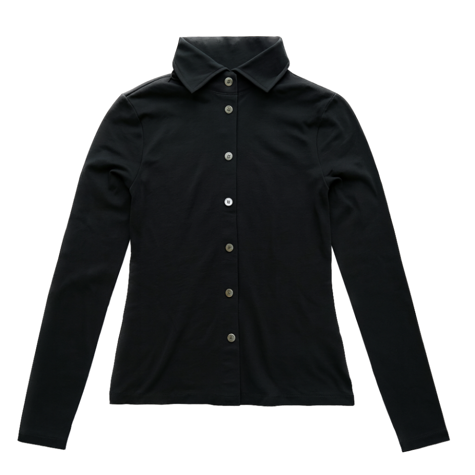 Cămașă neagră din Tencel cu mânecă lungă