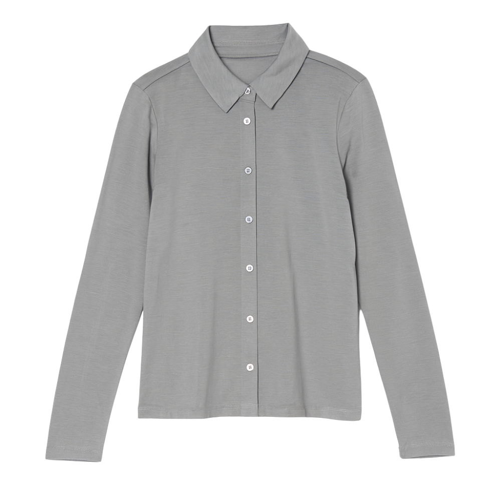 Cămașă gri din Tencel cu mânecă lungă