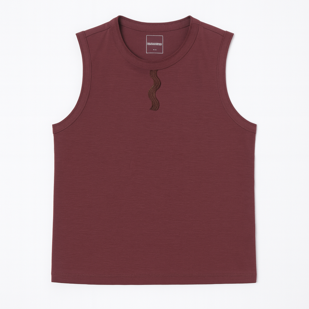 Maieu din Tencel cu detaliu decorativ, vișiniu