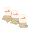 Set 3 perechi de șosete scurte invizibile din bumbac elastic bej (cuerda)