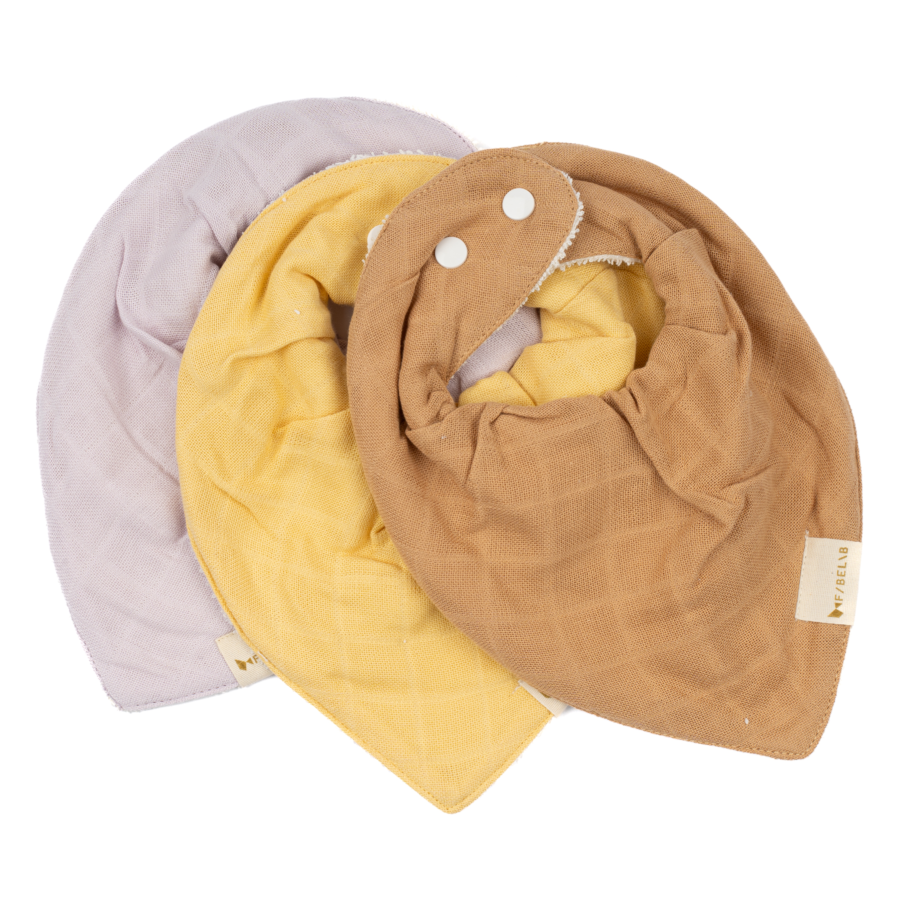 Set 3 bavete bandană din bumbac organic, lila