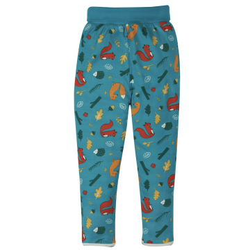 Pantaloni cu două fețe și imprimeu veverițe din bumbac organic