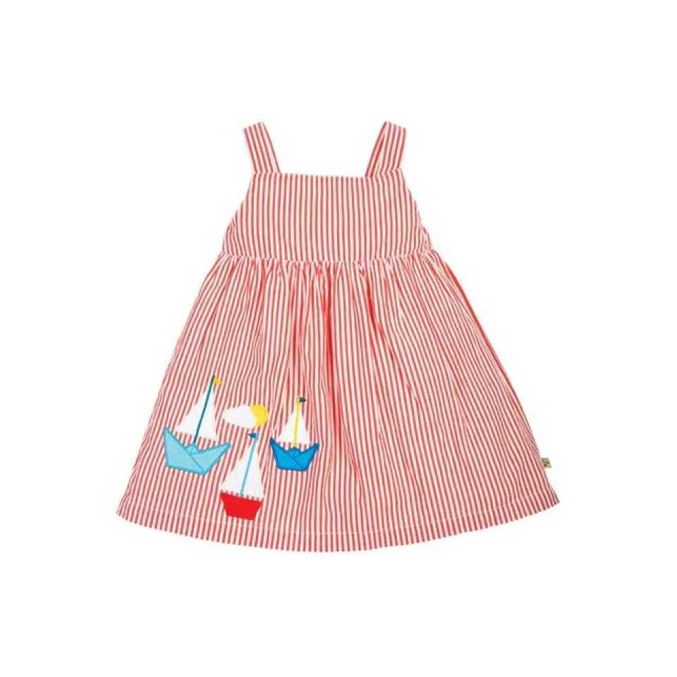 Rochie cu dungi roșii și imprimeu barcă