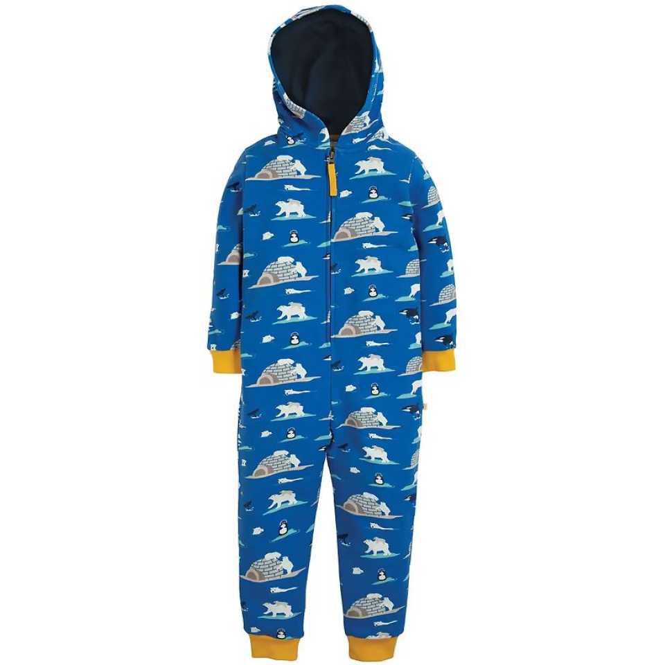 Salopetă de exterior albastră cu imprimeu polar