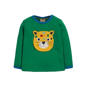 Bluză verde cu aplicații animale pentru bebeluși și copii