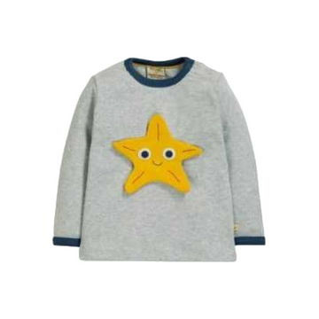 Bluză gri cu aplicații pentru bebeluși și copii