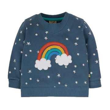 Bluză de trening albastră cu imprimeu curcubeu