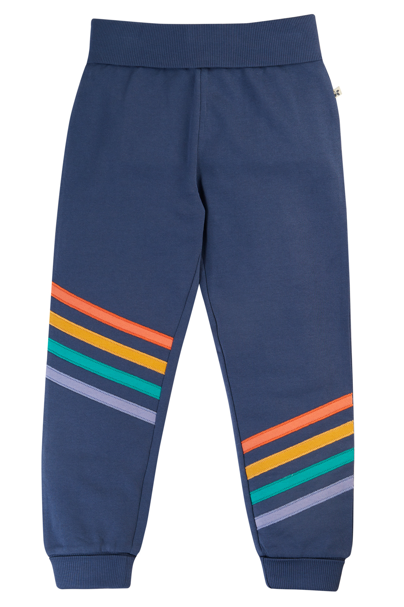 Pantaloni bleumarin cu dungi curcubeu pentru copii