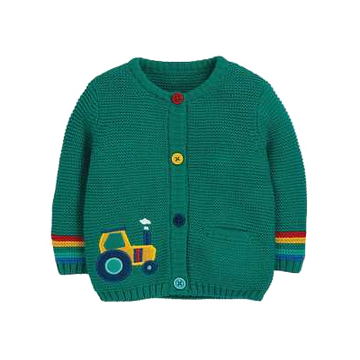 Cardigan tricotat cu imprimeu tractor pentru copii
