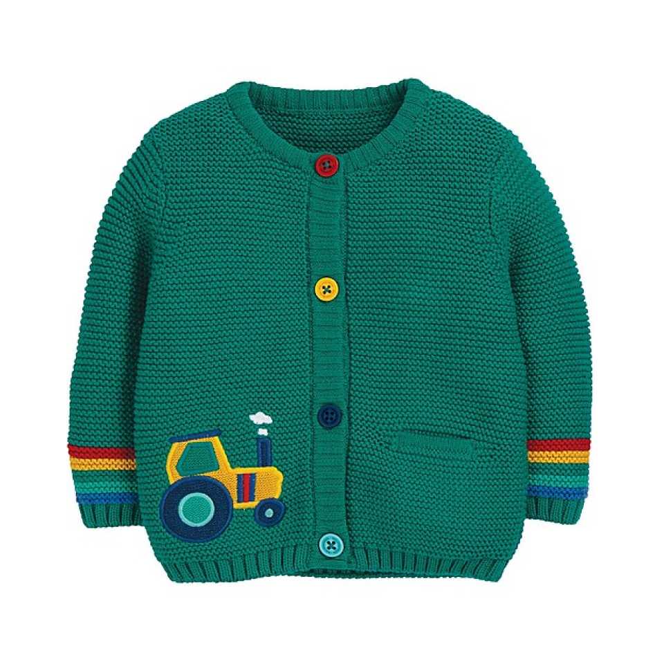 Cardigan tricotat cu imprimeu tractor pentru copii