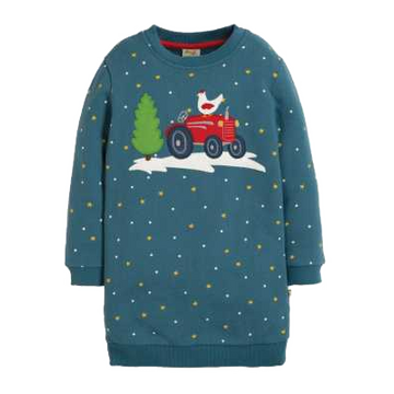 Rochie pulover cu imprimeu tractor