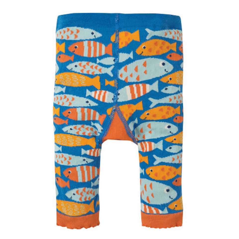 Colanți tricotați albaștri cu imprimeu pești pentru copii și bebeluși