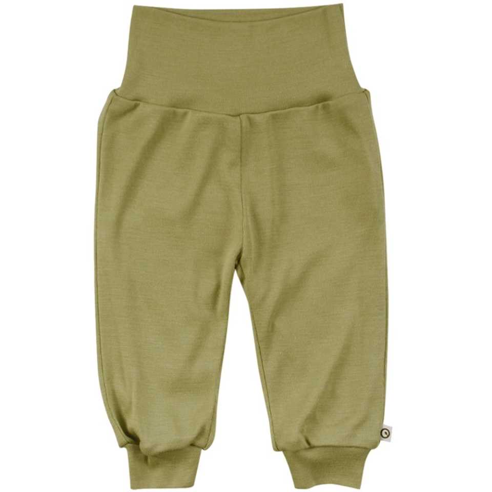 Pantaloni verzi din lână organică și mătase