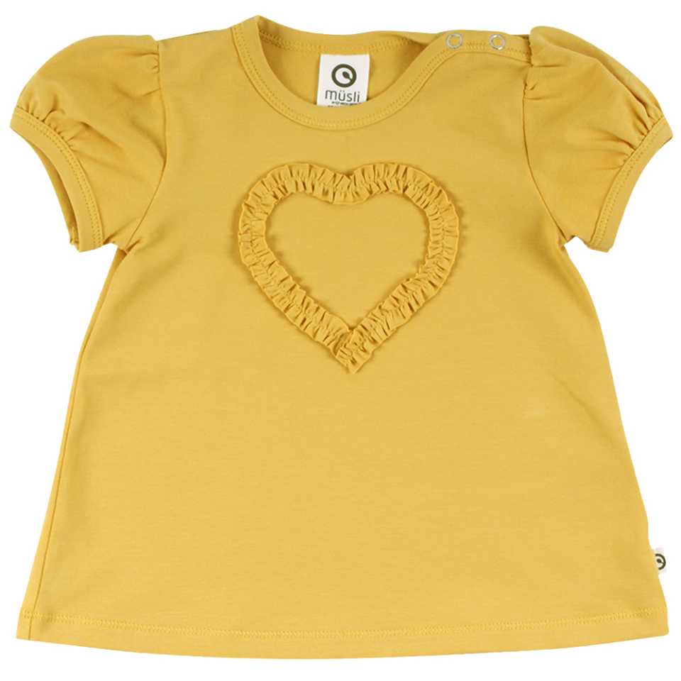 Tricou galben cu inimă aplicată