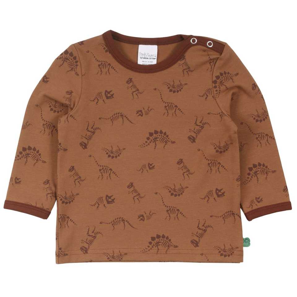 Bluză maro cu imprimeu dinozauri