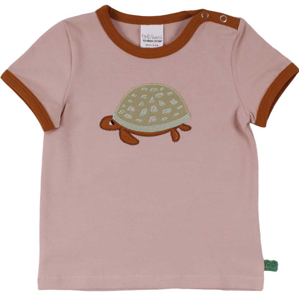 Tricou roz cu țestoasă cusută