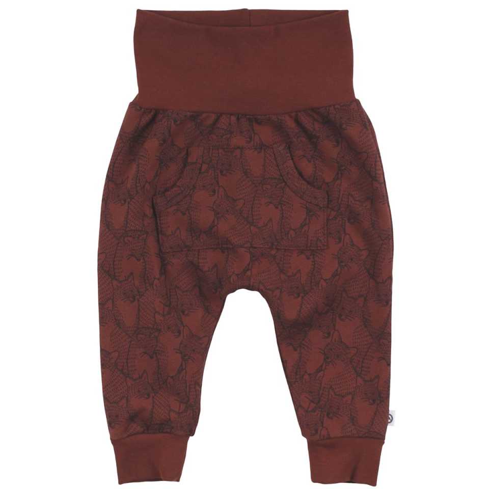 Pantaloni maro cu imprimeu vulpi