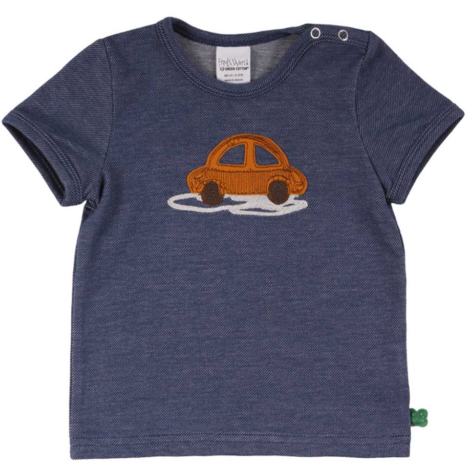 Tricou denim moale cu imprimeu mașină