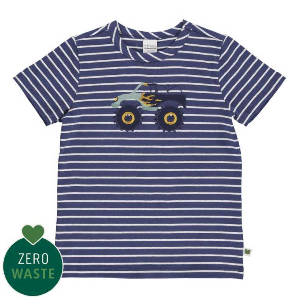 Tricou cu dungi și imprimeu cusut monster truck