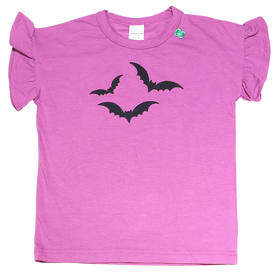 Tricou mov cu imprimeu lilieci de Halloween