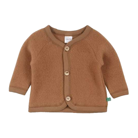 Jachetă maro almond din lână fleece pentru bebeluși