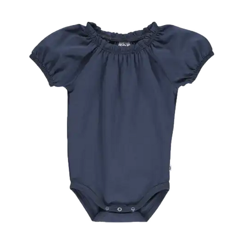 Body bleumarin cu mânecă scurtă bufantă pentru bebeluși