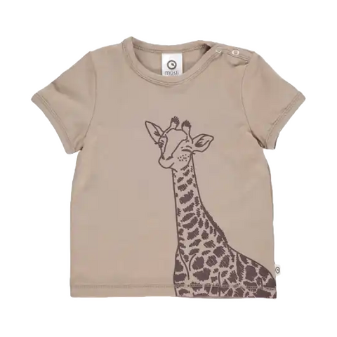 Tricou bej cu imprimeu girafă pentru bebeluși