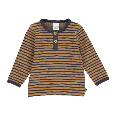 Bluză moale bleumarin cu dungi maro pentru copii
