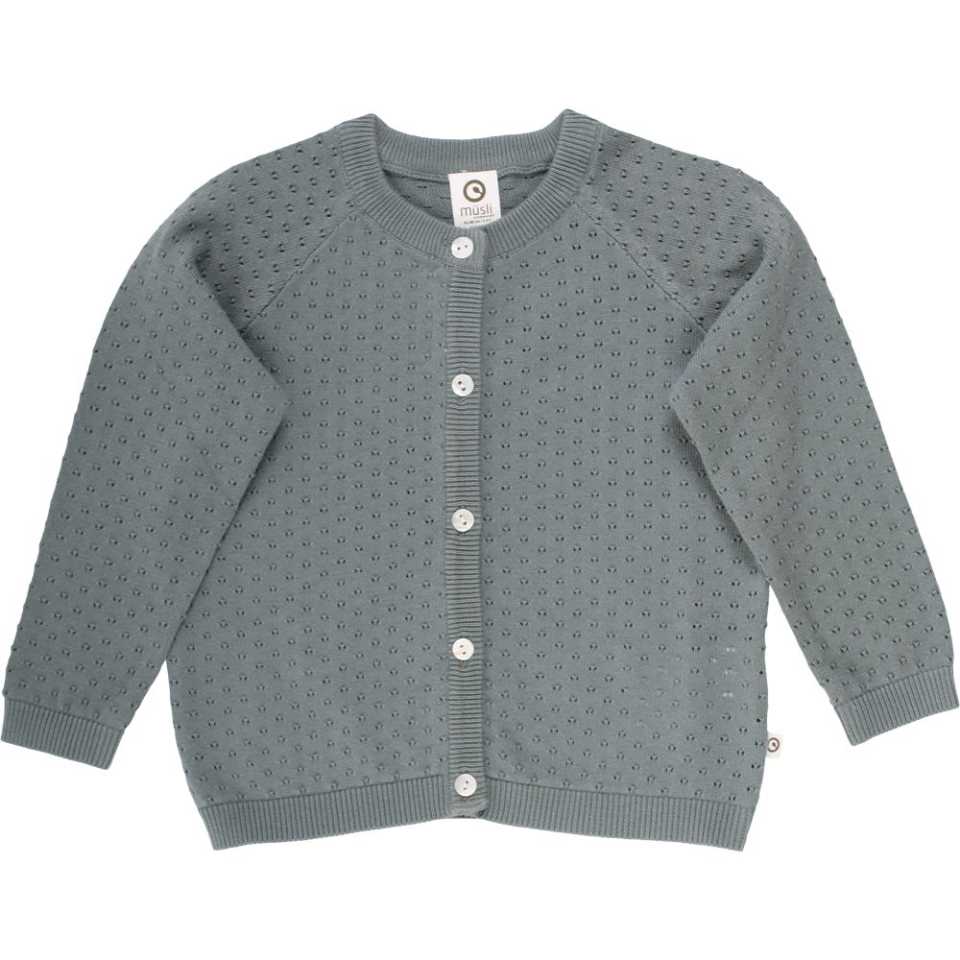 Cardigan tricotat bleu pudrat