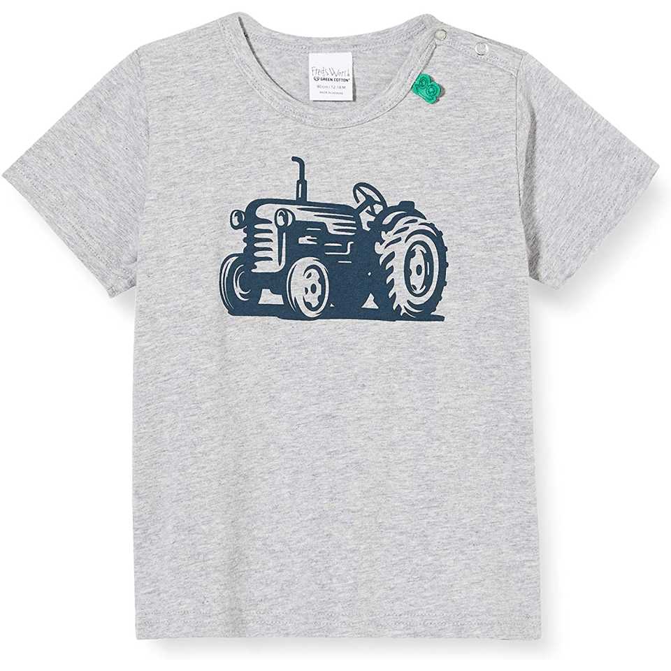 Tricou gri cu mânecă scurtă și capse pe umăr
